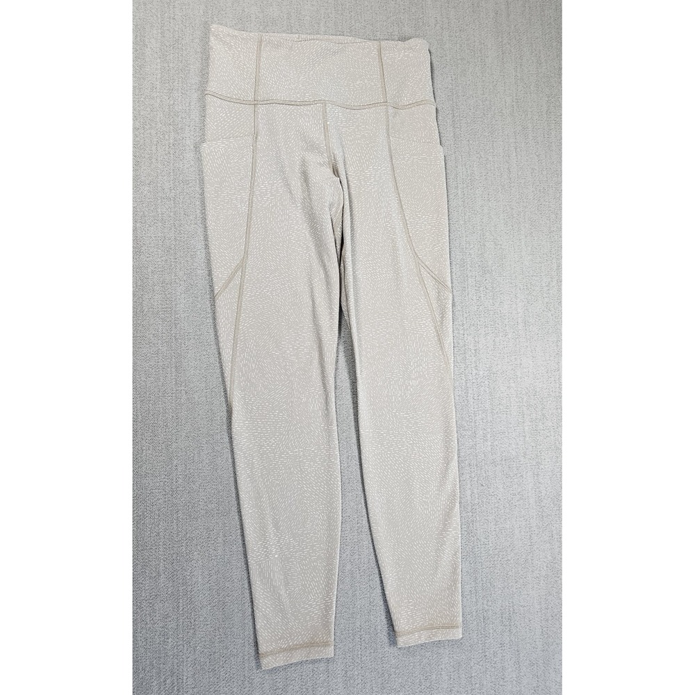 Athleta Salutation Stash Pocket Tight Beige Print Leggins Women's Sz Small S